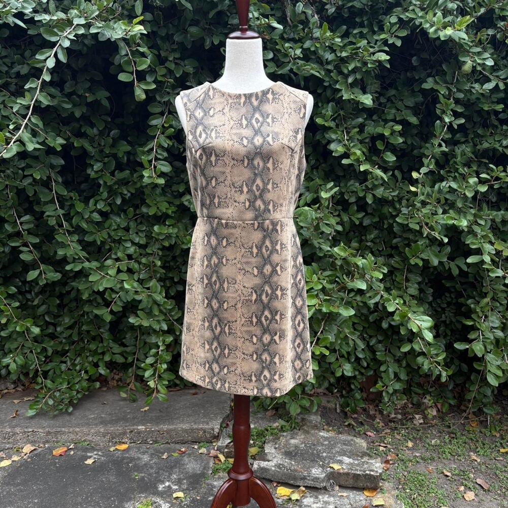 Black & Tan Snake Print A-Line Dress